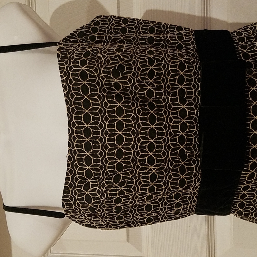An Original Milly of New York Spaghetti Straps Velvet Black & Tan Dress - Size 0